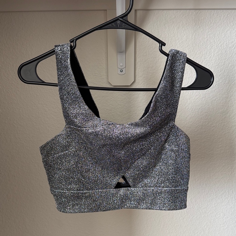 Express Glittery Black Crop Top